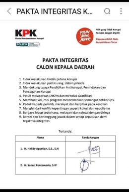 Dokumentasi Pakta Integritas bersama KPK (sumber foto akun Facebook Firmansyah Cjwd)