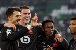 Lille menang 3-1 atas Wolfsburg dan lolos ke babak 16 besar Liga Champions. (AFP/RONNY HARTMANN via kompas.com)
