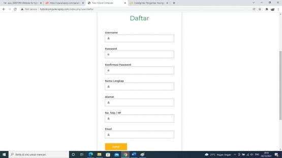 Tampilan Pendaftaran