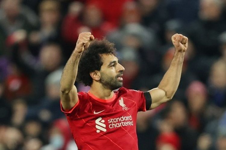 Mohamed Salah, melakukan selebrasi setelah mencetak gol  melalui titik penalti ke gawang Aston Villa (11/12) (sumber : kompas.com)