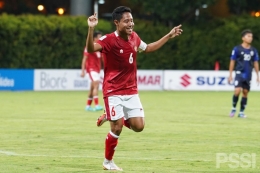 Selebrasi Evan Dimas, Kapten Timnas Indonesia di Piala AFF 2020 di Singapura (Foto PSSI.org). 