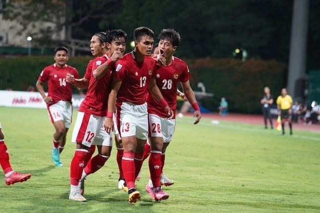 Selebrasi para pemain Indonesia sesudah mencetak gol ke gawang Kamboja kemarin (sumber: bola.net)