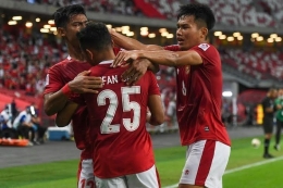 Aksi Irfan Jaya krusial dalam memuluskan kreasi serangan Indonesia menjadi gol penting. Sumber: Roslan Rahman/via Kompas.com