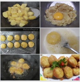 Langkah membuat perkedel kentang. (Foto: Wahyu Sapta).