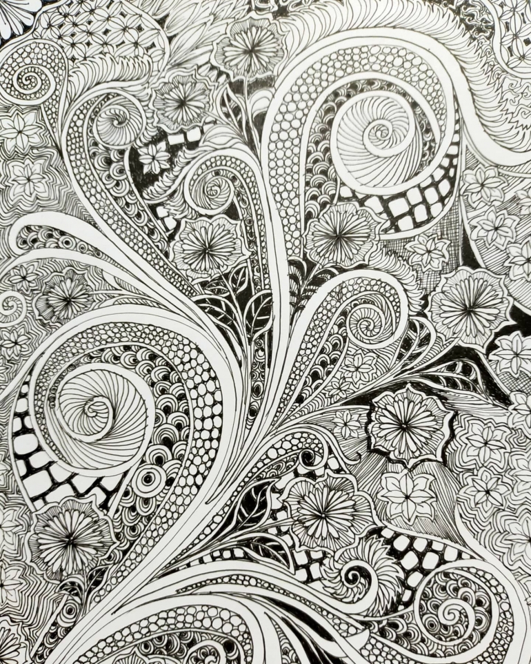 pola ragam hias sulur dan motif flora dengan berbagai stilasi (desain oleh Joko Dwiatmoko)