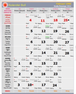 Kalender Bali Saka yang sudah didigitalkan. Photo: kalenderbali.info