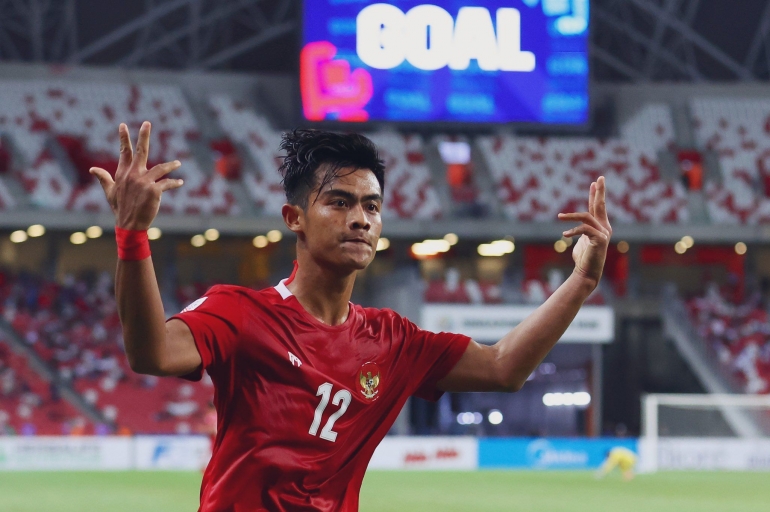 Selebrasi Gol Pratama Arhan Untuk Timnas Indonesia . Sumber : PSSI/AFC/AFFSuzukiCup