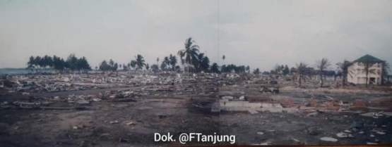 Lokasi Makorem 012 Ujung Karang, Meulaboh yang rata tanah akibat gempa dan tsunami (26/12/2004).