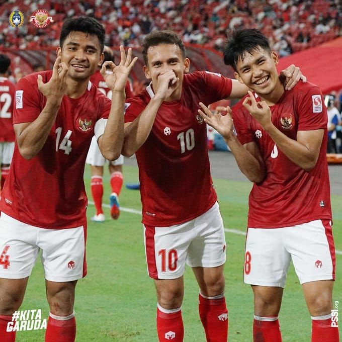 Selebrasi kemenangan timnas Indonesia setelah berhasil mengalahkan timnas SingapuraSumber : PSSI.org
