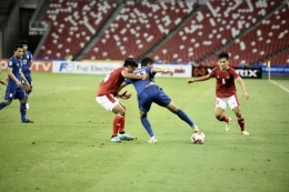 Pertandingan Timnas Indonesia vs Thailand pada leg pertama final Piala AFF 2020 di Singapura, Rabu (29/12/2021). (KOMPAS.com/A Flona Hakim)