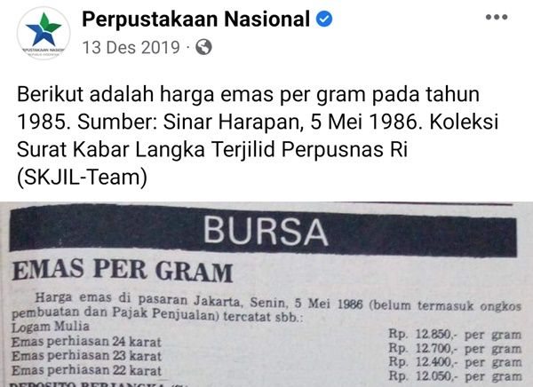 Pada 1957, Dengan Rp 1.000 Bisa Membeli 15 Gram Emas Halaman 1 ...