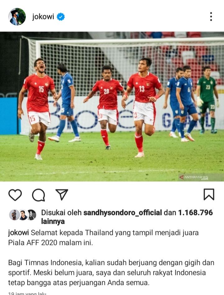 Tangkapan layar Instagram Presiden Jokowi (Dok. Pribadi)