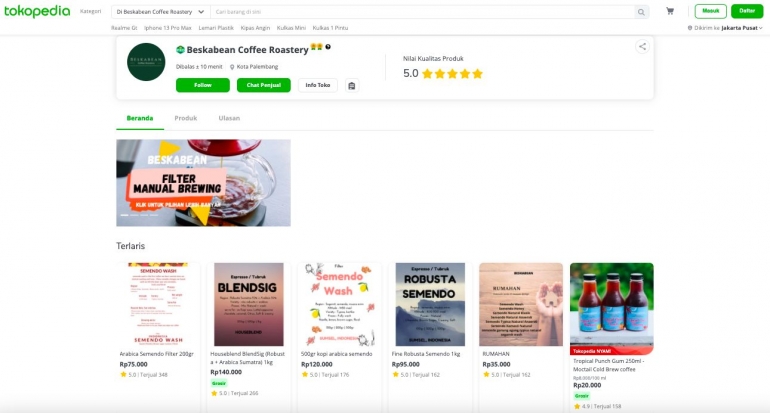 Toko online Beskabean yang sudah mendapat rating tinggi (sumber: tokopedia/beskabean)
