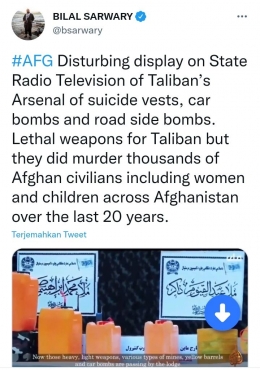 Tangkapan layar video parade kemenangan Taliban, September 2021 (BilalSarwary/Twitter)
