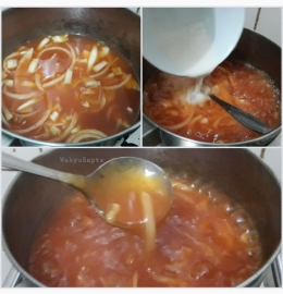 Cara membuat saus asam manis step by step. | Foto: Wahyu Sapta.