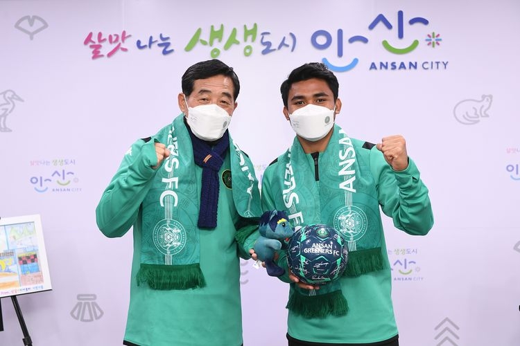 Asnawi memperkuat Ansan Greeners dengan kontrak satu musim. (Dok. Ansan Greeners via KOMPAS.com)