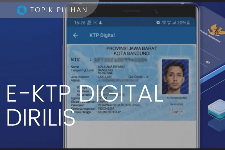 ilustrasi: Contoh tampilan e-KTP digital pada aplikasi. (Tangkapan layar via kompas.com)