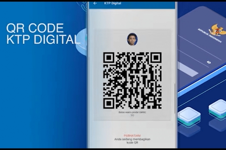 Ilustrasi tampilan QR Code e-KTP pada aplikasi identitas digital. Sumber: Tangkap layar dari video Ditjen Dukcapil Kemendagri via Kompas.com