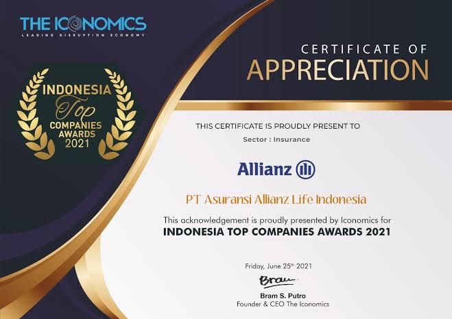 Penghargaan Allianz Sebagai Indonesia Top Companies Awards 2021 | Sumber Situs Allianz
