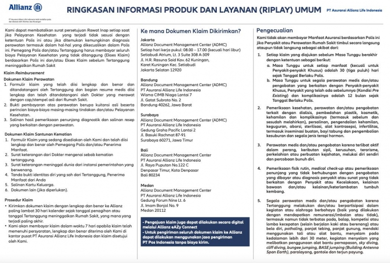 Aspek pengecualian (sumber: web Allianz Indonesia)