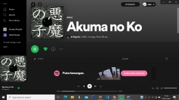 Lagu Akuma no Ko yang diputar melalui aplikasi Spotify