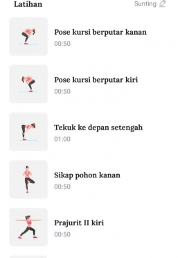 Aku menggunakan aplikasi yoga (dokpri)