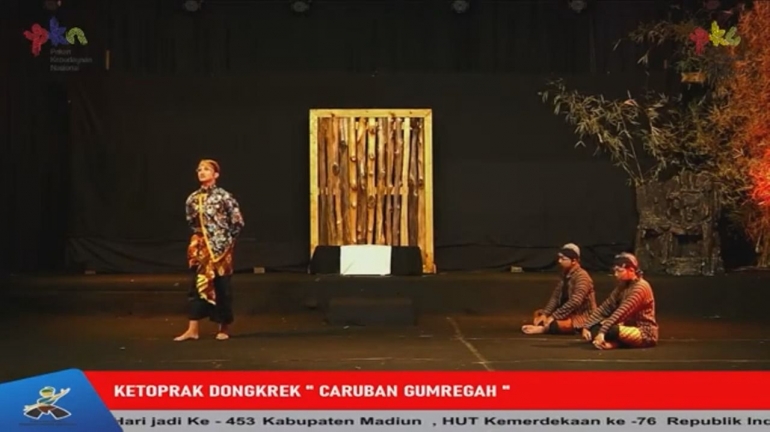 (Hasil tangkap layar melalui kanal youtube @DISPENDIKBUD Kab.Madiun Pertunjukan seni budaya tradisi ketoprak dongkrek)
