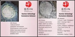 Alih aksara dan alih bahasa pada nisan kuno (Sumber: Kantor Arkeologi Sumatera Selatan)