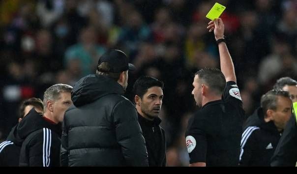 Ketika Jurgen Klopp dan Mikel Arteta bercekcok. Foto: AFP/Paul Ellis via Kompas.com