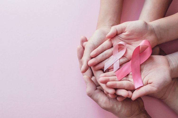 Ilustrasi simbol pita kanker. (sumber:Shutterstock via KOMPAS.com)