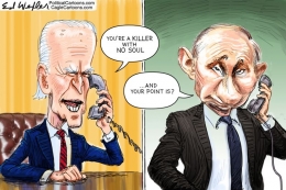Jo Biden mencoba menaklukkan Putin. Ilustrasi :   Ed Wexler 