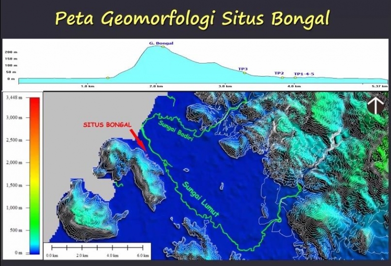 Lokasi Situs Bongal yang berpanah merah (Sumber: makalah Pak Fadhlan)