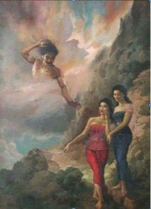 Lukisan Gatotkaca, Pergiwa Pergiwati karya Basuki Abdullah (1956) koleksi Istana Negara. Sumber: seskab.go.id