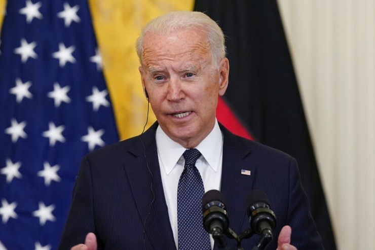 Presiden Joe Biden berbicara di Gedung Putih.| Sumber: AP PHOTO/Susan Walsh via Kompas.com
