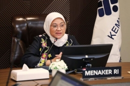 Menteri Ketenagakerjaan, Ida Fauziyah. Sumber: Humas Kementerian Ketenagakerjaan via Kompas.com
