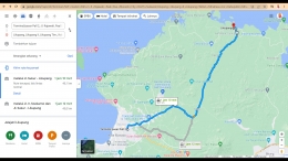 Google Maps; dari Terminal Pall ke Terminal Likupang