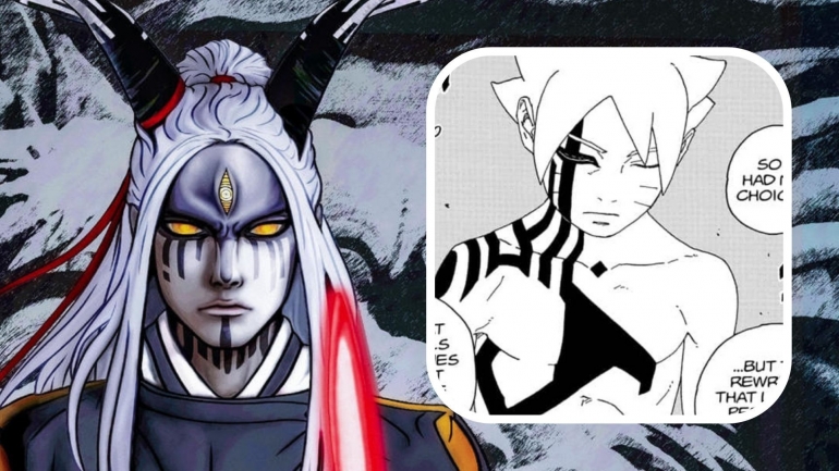 Illustrasi Momoshiki ketika berhasil menguasai tubuh Boruto dan serial Boruto: Naruto Next Generation. (Dok. DevianArt/Mangaplus)