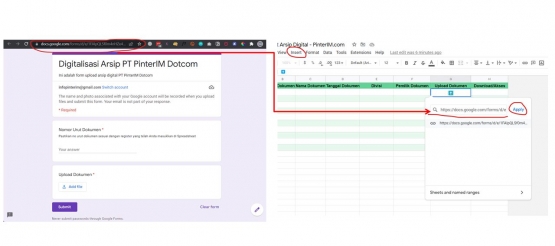 Sisipkan link dari emoji yang sudah kita pilih menuju URL form yang sudah kita buat dengan cara sepert di gambar. | Dok. Pribadi