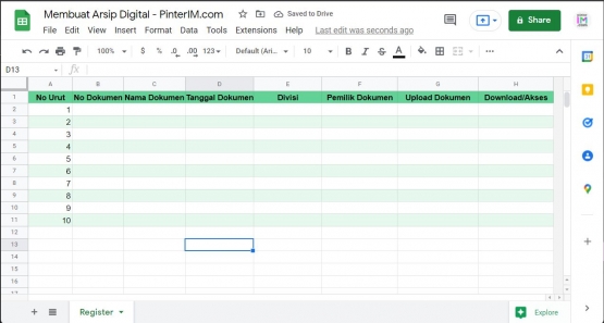 File baru yang kita siapkan kolom sesuai kebutuhan | Dok. pribadi