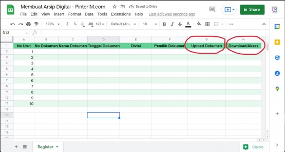 Jangan lupakan dua kolom wajib sebagai tempat upload dan download arsip digital kita nantinya. | Dok. Pribadi