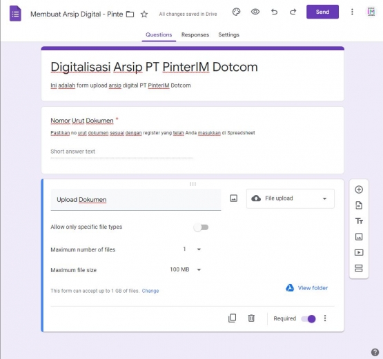 Tampilan setting minimal form isian untuk upload dokumen digital. | Dok. Pribadi
googletag.cmd.push(function() { googletag.display('div-gpt-ad-712092287234656005-412');});