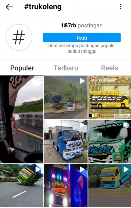 Ragam konten truk oleng di Instagram (sumber: tangkapan layar Instagram)