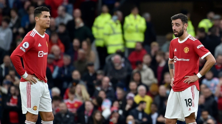 Cristiano Ronaldo dan rekannya Bruno Fernandes (Foto Skysports). 