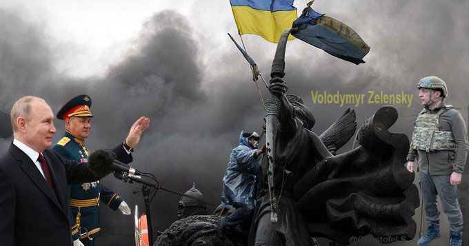 Ilustrasi Hegemoni Tirani Vs Motifasi Berjuang Rakyat Ukraina.@Christofel.S