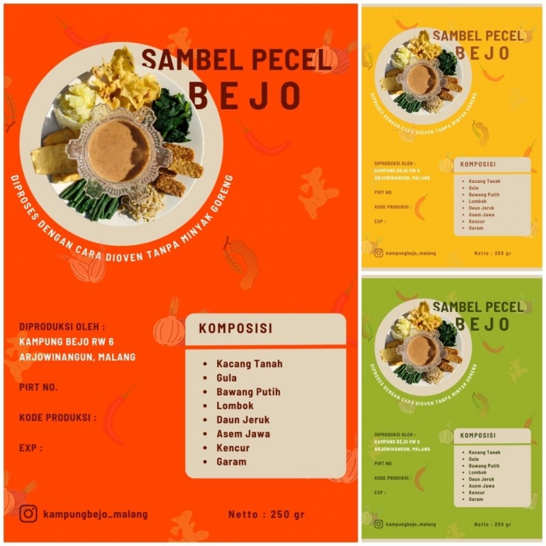 Desain kemasan produk Sambel Pecel Bejo setelah didesain ulang (untuk kemasan plastik zip)/dokpri