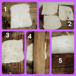 Cara menyiapkan potongan gembus tipis berbumbu. Foto yuliyanti