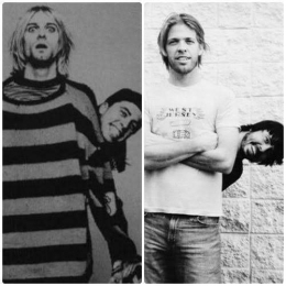 Dave Grohl bersama Kurt Cobain dan Taylor Hawkins | sumber foto: pinterest we heart it