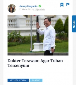 Tangkapan layar artikel Jimmy Haryanto di kompasiana.com