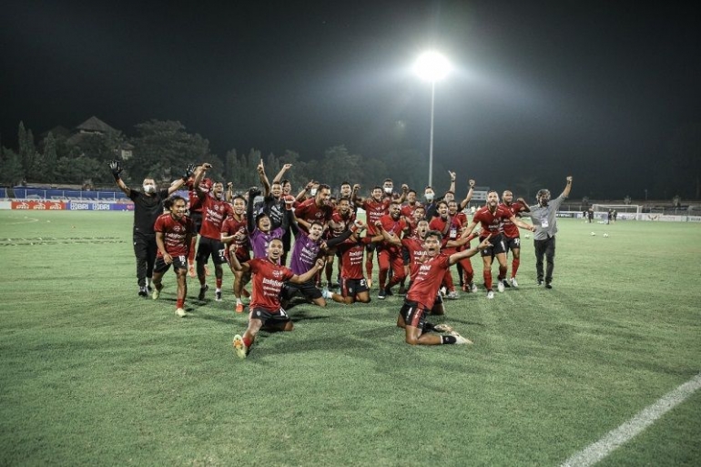 Kegembiaraan para pemain Bali United (Foto : Twitter Bali United)
