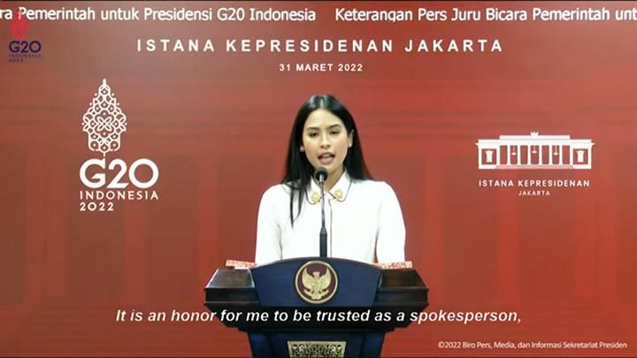 Maudy Ayunda, jubir presidensiG20. Sumber gambar kompas.com